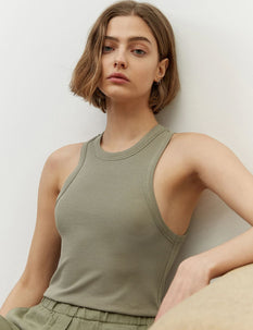 Ribbed sleeveless top, slim