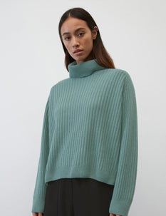 Ribbed Polo Neck Jumper